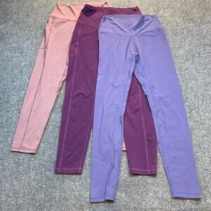 Lot of 3 Colorfulkoala Dreamlux Leggings Womens Medium Workout Pants Pink Purple
